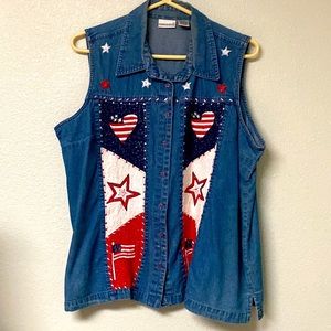 Fashion Bug 4th of July Jean Vest Size 18/20